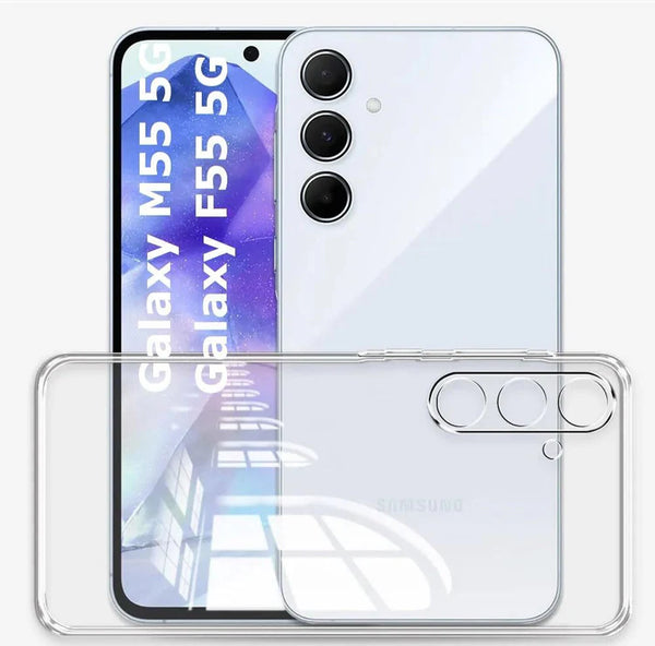 VAKIBO Premium Clear 2MM Thick Transparent Soft TPU Rubber Back Cover Case With Camera Protection Suitable for Samsung Galaxy M55S