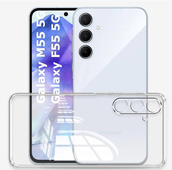 VAKIBO Premium Clear 2MM Thick Transparent Soft TPU Rubber Back Cover Case With Camera Protection Suitable for Samsung Galaxy M55 5G