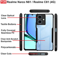 VAKIBO Super Premium Black Border Transparent Case With Corner Protection & Camera Protection Suitable for Realme Narzo N61