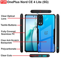 VAKIBO Best Selling Black and Transparent Coloured Made With Soft TPU and Acrylic Back Cover Case With 4 Corner and Camera Protection Suitable for OnePlus CE4 Lite