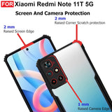 VAKIBO Best Selling Black and Transparent Coloured Made With Soft TPU and Acrylic Back Cover Case With 4 Corner and Camera Protection Suitable for Mi Redmi Note 11T