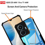 VAKIBO Best Selling Black and Transparent Coloured Made With Soft TPU and Acrylic Back Cover Case With 4 Corner and Camera Protection Suitable for Vivo T1 44W