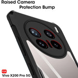 VAKIBO Best Selling Black and Transparent Coloured Made With Soft TPU and Acrylic Back Cover Case With 4 Corner and Camera Protection Suitable for Vivo X200 Pro