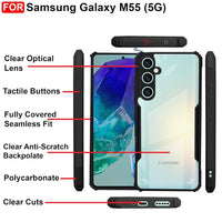 VAKIBO Best Selling Black and Transparent Coloured Made With Soft TPU and Acrylic Back Cover Case With 4 Corner and Camera Protection Suitable for Samsung Galaxy A55