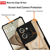 VAKIBO Best Selling Black and Transparent Back Cover Case Made With Soft TPU and Acrylic With 4 Corner and Camera Protection Suitable for Moto Edge 50 Neo