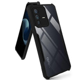 VAKIBO Best Selling Black and Transparent Coloured Made With Soft TPU and Acrylic Back Cover Case With 4 Corner and Camera Protection Suitable for Vivo V23