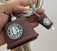 Compatible for iPhone Charger Case Cover, Funny Cartoon Character, Silicone Charger Case Cover Compatible for 18-20W 360 Degree Full Protection Cover (Starbucks)