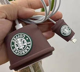 Compatible for iPhone Charger Case Cover, Funny Cartoon Character, Silicone Charger Case Cover Compatible for 18-20W 360 Degree Full Protection Cover (Starbucks)