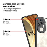 VAKIBO Best Selling Black and Transparent Coloured Made With Soft TPU and Acrylic Back Cover Case With 4 Corner and Camera Protection Suitable for Vivo T4 Ultra