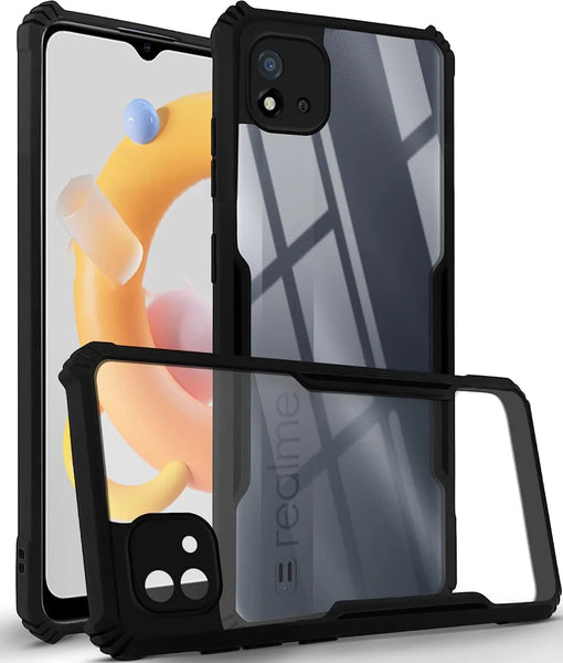VAKIBO Super Premium Black Border Transparent Case With Corner Protection & Camera Protection Suitable for Realme C11 2021