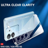 VAKIBO Premium Clear 2MM Thick Transparent Soft TPU Rubber Back Cover Case With Camera Protection Suitable for Vivo V29 Pro