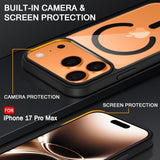 VAKIBO Megnatic Magsafe Black Coloured Soft with Hard back Back Cover Case With Camera Protection Ring Suitable for iPhone 17 Pro Max