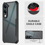 VAKIBO Best Selling Black and Transparent Coloured Made With Soft TPU and Acrylic Back Cover Case With 4 Corner and Camera Protection Suitable for Vivo Y04