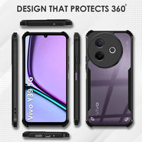 VAKIBO Best Selling Black and Transparent Coloured Made With Soft TPU and Acrylic Back Cover Case With 4 Corner and Camera Protection Suitable for Vivo Y39