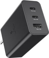 65W PD Power Adapter Trio USB-C 3 Port, USB-A Port Super Fast Charger Advanced Charging Technology Compatible with All Samsung Galaxy Devices
