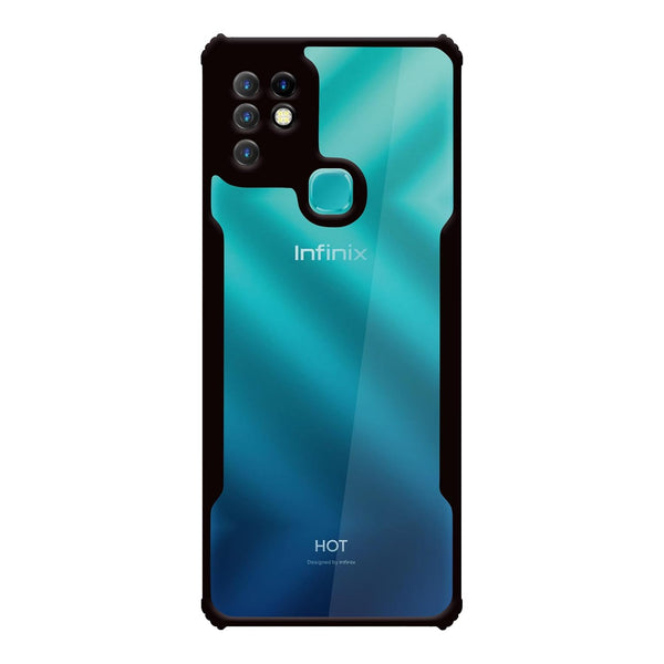 VAKIBO Best Selling Black and Transparent Coloured Made With Soft TPU and Acrylic Back Cover Case With 4 Corner and Camera Protection Suitable for Infinix Hot 10s