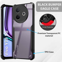 VAKIBO Best Selling Black and Transparent Coloured Made With Soft TPU and Acrylic Back Cover Case With 4 Corner and Camera Protection Suitable for Vivo Y39