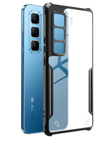 VAKIBO Best Selling Black and Transparent Coloured Made With Soft TPU and Acrylic Back Cover Case With 4 Corner and Camera Protection Suitable for Infinix Hot 60i 4G