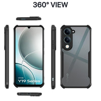 VAKIBO Best Selling Black and Transparent Coloured Made With Soft TPU and Acrylic Back Cover Case With 4 Corner and Camera Protection Suitable for Vivo Y04