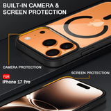 VAKIBO Megnatic Magsafe Black Coloured Soft with Hard back Back Cover Case With Camera Protection Ring Suitable for iPhone 17 Pro