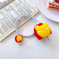 Charger Case Cover Compatible with iPhone | Cartoon Character Silicon Charger | Silicone Case Cover for 18-20W |360 Degree Full Protection Cover |(Iron Man Design)(iPhone Only)