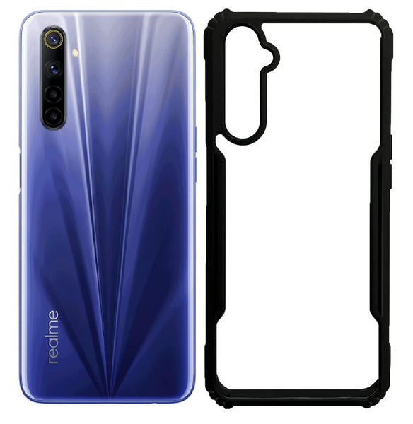VAKIBO Super Premium Black Border Transparent Case With Corner Protection & Camera Protection Suitable for Realme 6