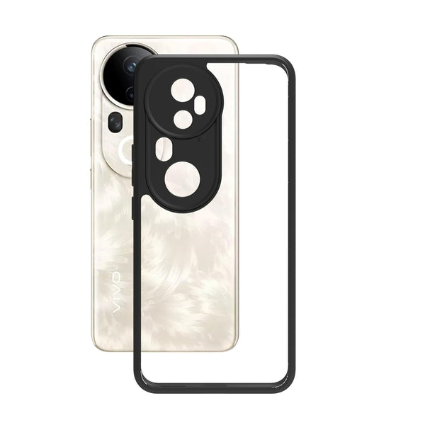 VAKIBO Best Selling Black and Transparent Coloured Made With Soft TPU and Acrylic Back Cover Case With 4 Corner and Camera Protection Suitable for Vivo T4 Ultra