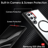 VAKIBO Megnatic Magsafe Black Coloured Soft with Hard back Back Cover Case With Camera Protection Ring Suitable for Samsung Galaxy S25 Ultra