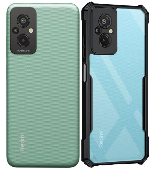 VAKIBO Best Selling Black and Transparent Coloured Made With Soft TPU and Acrylic Back Cover Case With 4 Corner and Camera Protection Suitable for Mi Redmi 11 Prime 4G