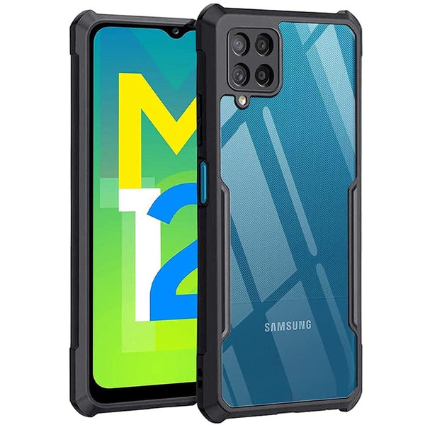 VAKIBO Best Selling Black and Transparent Coloured Made With Soft TPU and Acrylic Back Cover Case With 4 Corner and Camera Protection Suitable for Samsung Galaxy A12