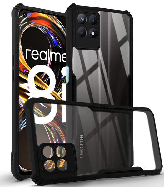 VAKIBO Super Premium Black Border Transparent Case With Corner Protection & Camera Protection Suitable for Realme 8i
