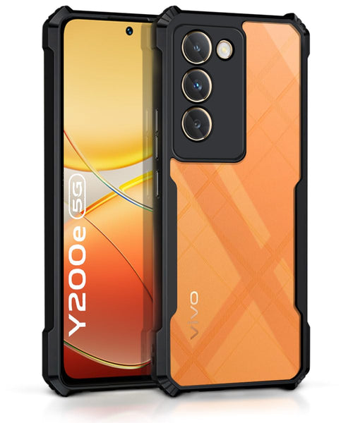 VAKIBO Best Selling Black and Transparent Back Cover Case Made With Soft TPU and Acrylic With 4 Corner and Camera Protection Suitable for Vivo Y200E