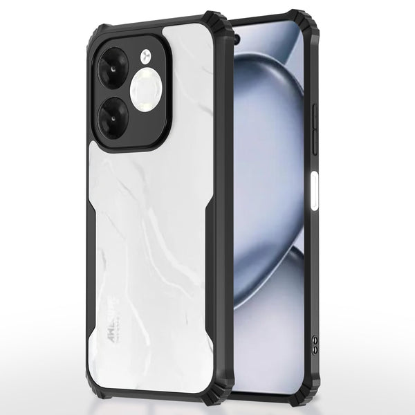 VAKIBO Best Selling Black and Transparent Coloured Made With Soft TPU and Acrylic Back Cover Case With 4 Corner and Camera Protection Suitable for iTel A80