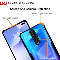 VAKIBO Best Selling Black and Transparent Coloured Made With Soft TPU and Acrylic Back Cover Case With 4 Corner and Camera Protection Suitable for Mi Poco X2