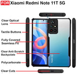 VAKIBO Best Selling Black and Transparent Coloured Made With Soft TPU and Acrylic Back Cover Case With 4 Corner and Camera Protection Suitable for Mi Redmi Note 11T
