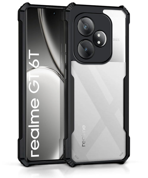 VAKIBO Super Premium Black Border Transparent Case With Corner Protection & Camera Protection Suitable for Realme GT6T