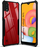 VAKIBO Best Selling Black and Transparent Coloured Made With Soft TPU and Acrylic Back Cover Case With 4 Corner and Camera Protection Suitable for Samsung Galaxy A01
