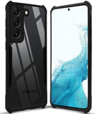 VAKIBO Best Selling Black and Transparent Coloured Made With Soft TPU and Acrylic Back Cover Case With 4 Corner and Camera Protection Suitable for Samsung Galaxy S22 Plus
