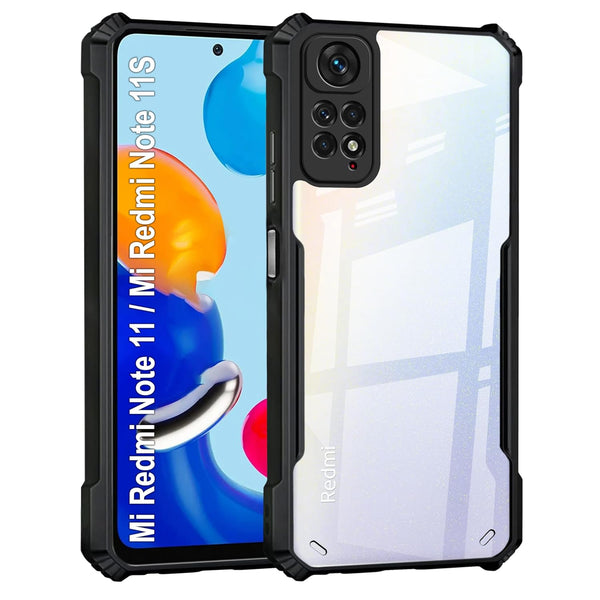 VAKIBO Super Premium Black Border Transparent Case With Corner Protection & Camera Protection Suitable for Mi Redmi Note 11