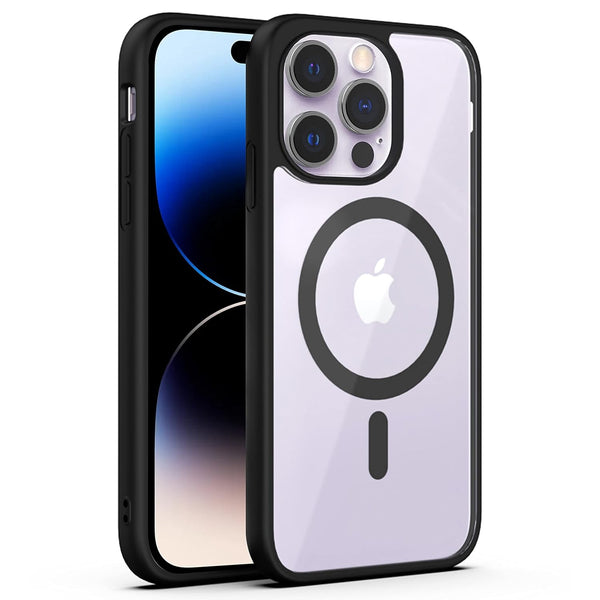 VAKIBO Megnatic Magsafe Transparent Soft with Hard back Back Cover Case With Camera Protection Ring Suitable for Apple iPhone 14 Pro Max