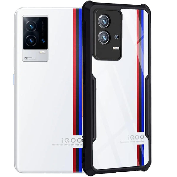 VAKIBO Super Premium Black Border Transparent Case With Corner Protection & Camera Protection Suitable for iQOO 8