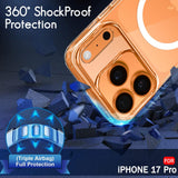 VAKIBO Megnatic Magsafe Transparent Coloured Soft with Hard back Back Cover Case With Camera Protection Ring Suitable for iPhone 17 Pro