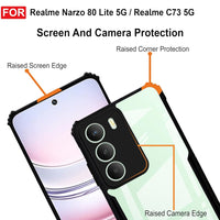 VAKIBO Best Selling Black and Transparent Coloured Made With Soft TPU and Acrylic Back Cover Case With 4 Corner and Camera Protection Suitable for Realme Narzo 80 Lite 5G