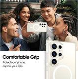 VAKIBO Megnatic Magsafe White Coloured Soft with Hard back Back Cover Case With Camera Protection Ring Suitable for Samsung S24 Ultra