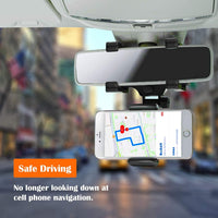 Car Phone Holder 360° Rotation Universal Smartphone Mount for Rear View Mirror