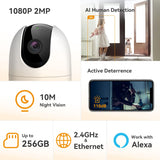 Imou 360° 1080P Full HD CCTV Security Camera, Human Detection, Motion Tracking, 2-Way Audio, Night Vision, Dome Camera with WiFi & Ethernet Connection, Alexa Enabled, Up to 256GB SD Card Support