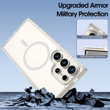 VAKIBO Megnatic Magsafe White Coloured Soft with Hard back Back Cover Case With Camera Protection Ring Suitable for Samsung S24 Ultra