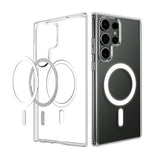 VAKIBO Megnatic Magsafe Transparent Coloured Soft with Hard back Back Cover Case With Camera Protection Ring Suitable for Samsung Galaxy S22 Ultra