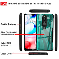 VAKIBO Best Selling Black and Transparent Coloured Made With Soft TPU and Acrylic Back Cover Case With 4 Corner and Camera Protection Suitable for Mi Redmi 8