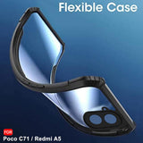 VAKIBO Best Selling Black and Transparent Coloured Made With Soft TPU and Acrylic Back Cover Case With 4 Corner and Camera Protection Suitable for Mi Poco C71